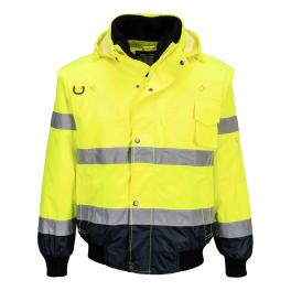 Jachetă bomber 3 în 1 cu contrast hi-vis 
